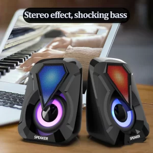 1 Pair Mini Computer Speaker with Colorful Lights For PC Laptop Desktop Portable Sound Box Music USB Wired Home 1053RGB Speakers