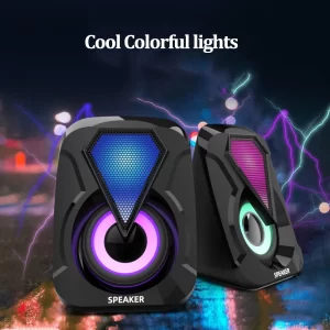 1 Pair Mini Computer Speaker with Colorful Lights For PC Laptop Desktop Portable Sound Box Music USB Wired Home 1053RGB Speakers