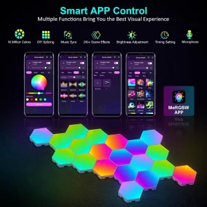 20/12/8/3 Pack Hexagon Lights Wall RGB Panel Smart APP Hexagonal Modular Gaming Light Music Sync Honeycomb Shape Hexagonl Light