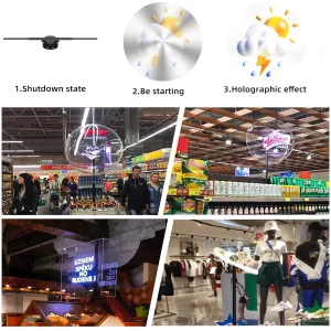 3D HD Holographic Projector Wifi 352LED Sign Holographic Player Fan Support Lmage Video Store Bar Party Advertising Display