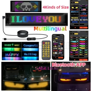 5V USB LED Matrix Pixel Panel Multilingual APP DIY Graffiti Scrolling Text Animation Display Car Remote Truck Devil’s Eye Lights