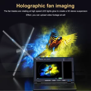 62cm Holographic Fan 722LED Sign Neon Beads 8G Memory Manual DIY Image Text LOGO Advertising Machine Holographic 3D Projector