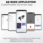 Bluetooth Headphone V5.3 Wireless TWS Earphone Touch Control Earbuds 4 Microphones ENC Noise Cancelling HD Call Customizing APP