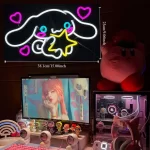 Cinnamoroll Neon Sign Cute LED Neon for Bedroom Game Room Apartment Japanese Cartoon Character Dog Home Room Decor Gift for Kids