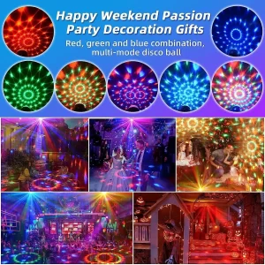 Colorful Strobe Light  Activated Stage with Remote Control Disco Ball Lamps for Home Room Parties Kids Birthday Wedding Bar