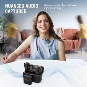 FIFINE Wireless Lavalier Microphone,656ft Transmission,7H Battery Life,Noise Canceling MIC for iPhone/Android/Camera/Laptop  M9