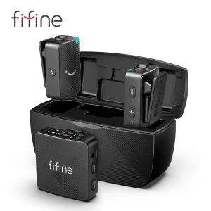 FIFINE Wireless Lavalier Microphone,656ft Transmission,7H Battery Life,Noise Canceling MIC for iPhone/Android/Camera/Laptop  M9