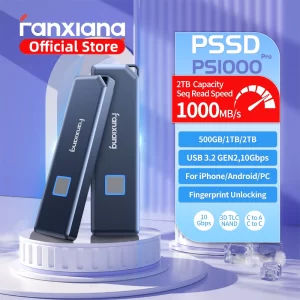 Fanxiang PS1000 Pro 10Gbps Portable Solid State Drive Fingerprint Unlocking External Portable SSD Type-C NVME PSSD Data Backup