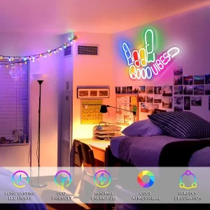 Good Vibes Neon Sign Light, For Wall Decor Good Vibes Only Hand Neon Signs, Bedroom Game Room Light Up LED Wall Sign, Cool Thing