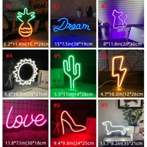 LED Mini Lamp Cute Neon Sign Desk Light USB Powered Custom Neon Sign Bedroom Kids Room Decoration Party Wall Decor Led Light