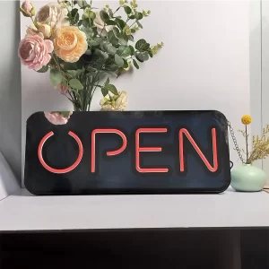 LED Open Sign 48x20cm Ultra Bright Infinity Tunnel Mirror Open Light, Remote-control 3D Mirrored Tunnel RGB Light Open Neon