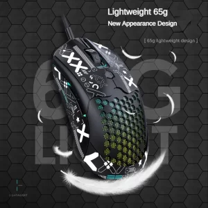 M5 Honeycomb Lightweight USB Wired Mouse Ergonomic RGB PAW3325 Chip 800-12000DPI E-sports Game Mouse for PC Laptop Tablet