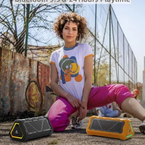 MLOVE P3 Outdoor Bluetooth Speaker, 40W Output Power Bluetooth 5.3 Speaker ,Stereo Sound IPX7 Waterproof,Micro SD Card,RGB Light