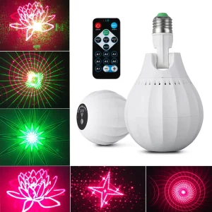 Mini Stage Light E27 Lamp Head DJ Disco Lighting Projector Light  Party Club Home Decoration Rotating Voice Controlled Lights