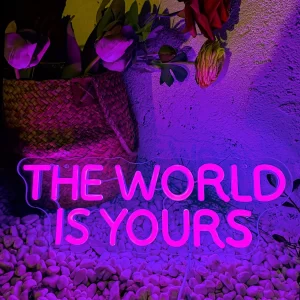 Neon Signs The World Is Yours,Indoor Bedroom Room Decor,Wall Led Light, Bar Christmas Party Wedding Living Room Office Decor