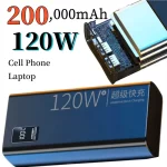 Power Bank For XIAOMI 120W 200000 mAh Super Fast Charging High Capacity Power Banks Laptop Portable Battery For Samsung iPhone
