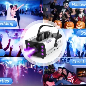 RGB Stage Effect Smoke Machine Colorful LED Lighting Remote Fogger Ejector Disco Fog Machine for Concert DJ Party Christmas