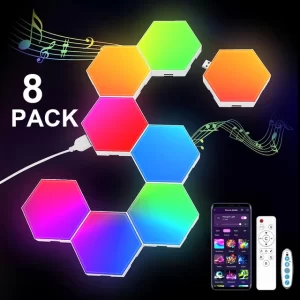 20/12/8/3 Pack Hexagon Lights Wall RGB Panel Smart APP Hexagonal Modular Gaming Light Music Sync Honeycomb Shape Hexagonl Light