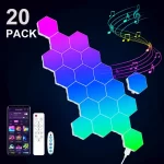 20/12/8/3 Pack Hexagon Lights Wall RGB Panel Smart APP Hexagonal Modular Gaming Light Music Sync Honeycomb Shape Hexagonl Light