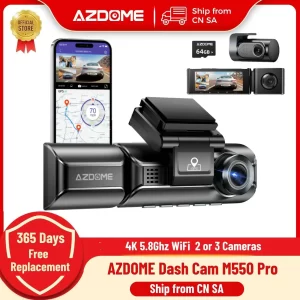 Upgrade AZDOME M550 Pro Car DVR Dash Cam 4K 5.8Ghz WiFi 2/3 Cameras Front/Cabin/Rear Cam GPS Night Vision Parking Monitor داش كا