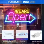 We Are Open Neon Sign Adjustable Brightness LED Neon Light Signs by USB for Window Shop Bar Salon Cafes Restaurant Pubs Decor