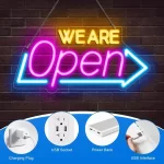 We Are Open Neon Sign Adjustable Brightness LED Neon Light Signs by USB for Window Shop Bar Salon Cafes Restaurant Pubs Decor
