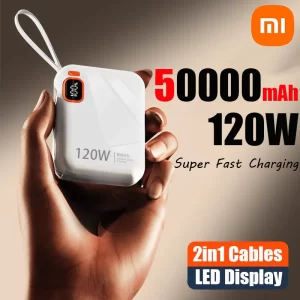 Xiaomi 120W 50000mAh Portable Power Bank High Capacity Cable Two-way Fast Charging Mini Powerbank for iPhone Samsung ﻿New