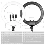Large Ring Light 18 Inch Selfie LED Video Lamp With Tripod Stand Phone Clip For YouTube Live Light Photo Photography Studio