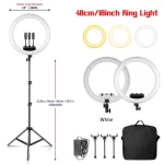 Large Ring Light 18 Inch Selfie LED Video Lamp With Tripod Stand Phone Clip For YouTube Live Light Photo Photography Studio