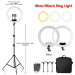 Large Ring Light 18 Inch Selfie LED Video Lamp With Tripod Stand Phone Clip For YouTube Live Light Photo Photography Studio
