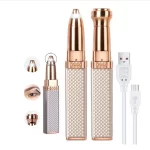 2 In 1 Electric Epilator for Women Hair Removal Shaver USB Rechargeable Bikini Painless Facial Epilator for Face Eyebrow Trimmer