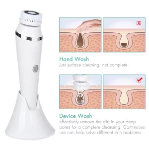 4 In 1 Electric Facial Cleansing Brush Waterproof Facial Massager Face Cleansing Device for Deep Cleaning Removal Blackhead Pore