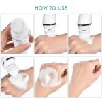 4 In 1 Electric Facial Cleansing Brush Waterproof Facial Massager Face Cleansing Device for Deep Cleaning Removal Blackhead Pore
