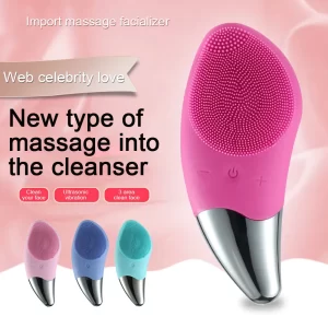 Electric Facial Cleansing Brush Silicone Sonic Face Cleaner Deep Pore Cleaning Skin Import Massager Face Cleansing Brush