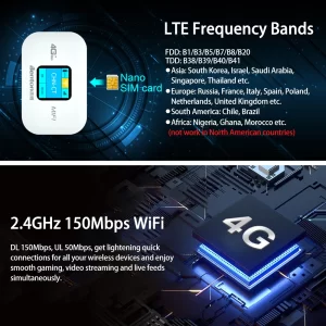 Benton WiFI 4G LTE Router Portable Unlock 4G Wireless Router with SIM Card Slot Outdoor Hotspot 150Mbps Pocket WiFi Repeater