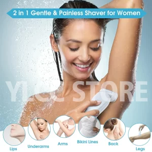 Electric Razors for Women 2 In 1 Bikini Trimmer Face Shavers Hair Removal for Underarms Legs Ladies Body Trimmer IPX7 Waterproof