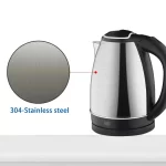 2L Stainless Steel Electric Kettle Silver Gray Base Separation Desion Rust-resistant Durable for Home Office During Travel