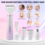 5 in 1 Electric Shaver Razor for Women Bikini Trimmer Ladies Painless Armpit Legs Face Hair Removal Wet & Dry