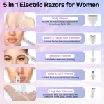 5 in 1 Electric Shaver Razor for Women Bikini Trimmer Ladies Painless Armpit Legs Face Hair Removal Wet & Dry