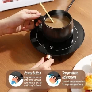 220V Electric Mug Warmer Tea Pot Heating Coaster Pad 10-80℃ Temperature Adjustment Coffee Water Heater for Home Office Timed Off