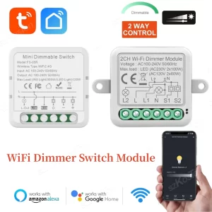 Tuya Wifi Smart Dimmer Switch Module 10A Support 2 Way Control 1/2 Gang Dimmable Compatible with Alexa Google Home Smartlife App
