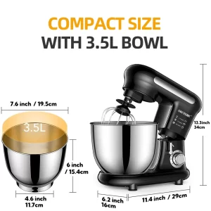1pc Stand Mixer, Tilt-head Mixers, Kitchen Electric Dough Mixer, For Household Aids, 1000W 3.5L Stainless Steel Bowl (EU plug）