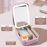 Travel Makeup Mirror with Light Smart Touch 3 Colors Dimmable Rechargeable Lighted Makeup Mirror With Travel Makeup Bag Gift
