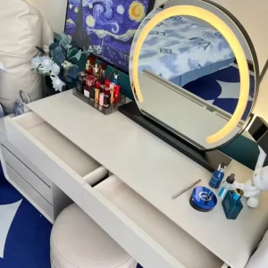 Vanity Mirror with Lights LED Makeup Mirrors Tabletop Smart Touch Control 3 Colors Dimmable Mirror Gifts for Teen Girls Dorms