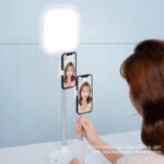 LED Video Light Desktop Panel Light Dimmable Dual Retractable Phone Holders With Remote Control For Youtube Live Broadcast