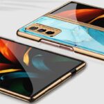 Fold Case For Samsung Galaxy Z Fold 2 Woven Pattern Solid Color Shockproof Cover