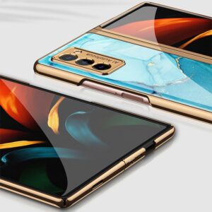 Fold Case For Samsung Galaxy Z Fold 2 Woven Pattern Solid Color Shockproof Cover