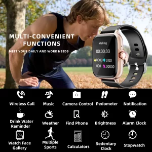 1.83” Waterproof Smart Watch with Message Answer Call Sleep Monitoring Sports Pedometer Information Alerts For iPhone Android