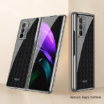 Fold Case For Samsung Galaxy Z Fold 2 Woven Pattern Solid Color Shockproof Cover