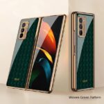 Fold Case For Samsung Galaxy Z Fold 2 Woven Pattern Solid Color Shockproof Cover